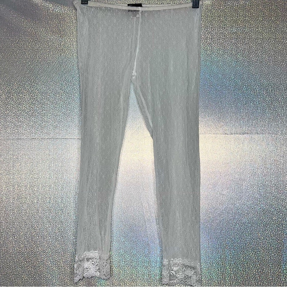 Seduction lace cropped pants white see through mesh sexy cute beach lounge y2k